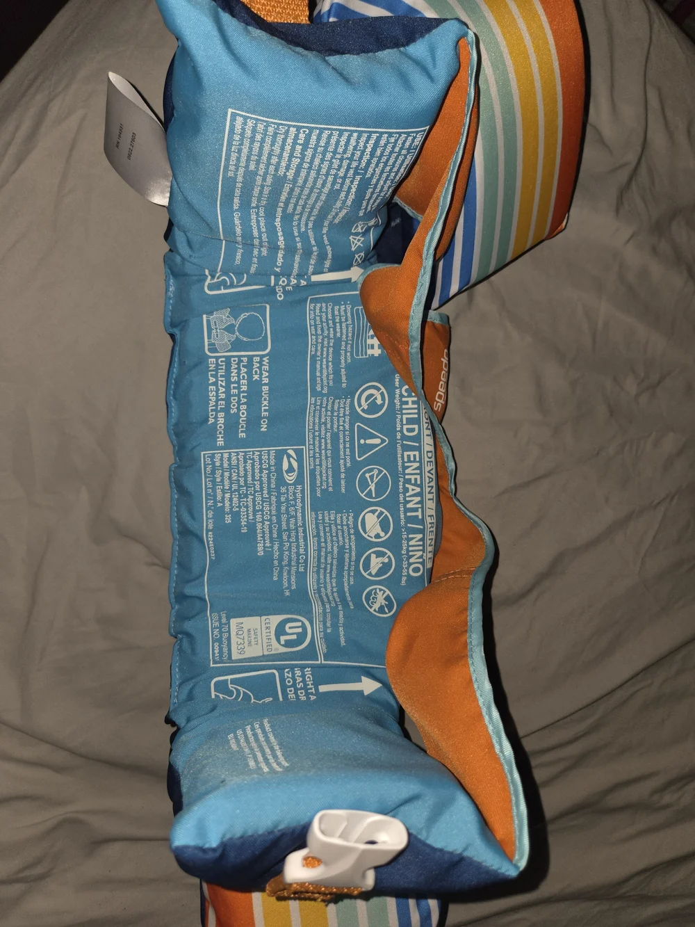 Speedo Kids Float Arm Bands - Navy, Orange, Yellow & Aqua Frog Design